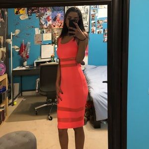 Neon pink party dress with scandalous net.